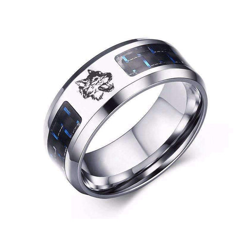 Bague Loup Gravé (Acier)